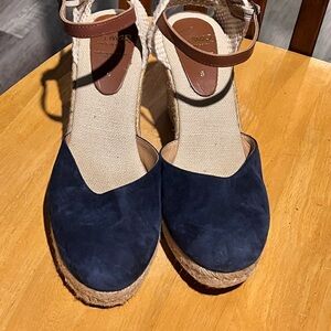 Stylish Navy Espadrille Wedge Sandals